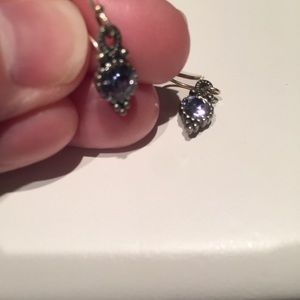 Earrings beautiful blue stone. handmade